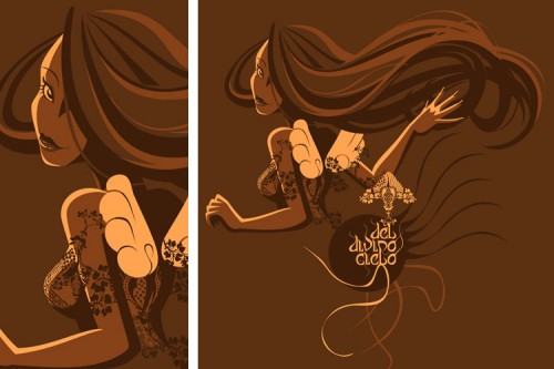 Del Divino Cielo: Ilustração vetorial em 4 cores, feita em parceria com Ana Paula Caldas. Aprovada no site Camiseteria.com.