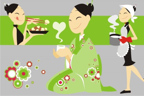 Japonesinha: Criação de mascote em ilustração vetorial para o restaurante Japonês Nai-nai, em Blumenau. (pela Agência BRAVA Propaganda)