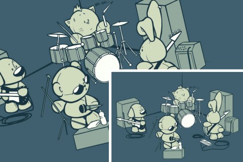 Teddy Band: Ilustração vetorial em 5 cores. Aprovada no site Threadless.