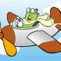 Mascote Fujiro no avião